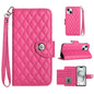Rhombic Texture Flip Leather Phone Case with Lanyard, For iPhone 16, For iPhone 15 Pro Max, For iPhone 15 Pro, For iPhone 15 Plus