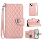 Rhombic Texture Flip Leather Phone Case with Lanyard, For iPhone 16, For iPhone 15 Pro Max, For iPhone 15 Pro, For iPhone 15 Plus