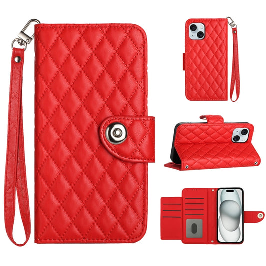 Rhombic Texture Flip Leather Phone Case with Lanyard, For iPhone 13, For iPhone 12 / 12 Pro, For iPhone 12 Pro Max, For iPhone 11 Pro Max