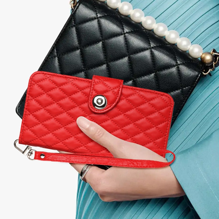 Rhombic Texture Flip Leather Phone Case with Lanyard, For iPhone 13, For iPhone 12 / 12 Pro, For iPhone 12 Pro Max, For iPhone 11 Pro Max