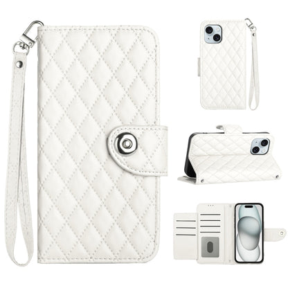 Rhombic Texture Flip Leather Phone Case with Lanyard, For iPhone 13, For iPhone 12 / 12 Pro, For iPhone 12 Pro Max, For iPhone 11 Pro Max