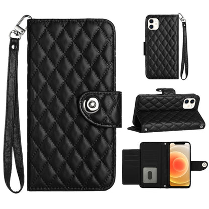 Rhombic Texture Flip Leather Phone Case with Lanyard, For iPhone 13, For iPhone 12 / 12 Pro, For iPhone 12 Pro Max, For iPhone 11 Pro Max