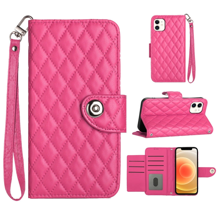Rhombic Texture Flip Leather Phone Case with Lanyard, For iPhone 13, For iPhone 12 / 12 Pro, For iPhone 12 Pro Max, For iPhone 11 Pro Max