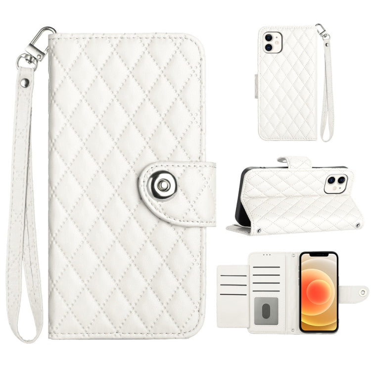 Rhombic Texture Flip Leather Phone Case with Lanyard, For iPhone 13, For iPhone 12 / 12 Pro, For iPhone 12 Pro Max, For iPhone 11 Pro Max