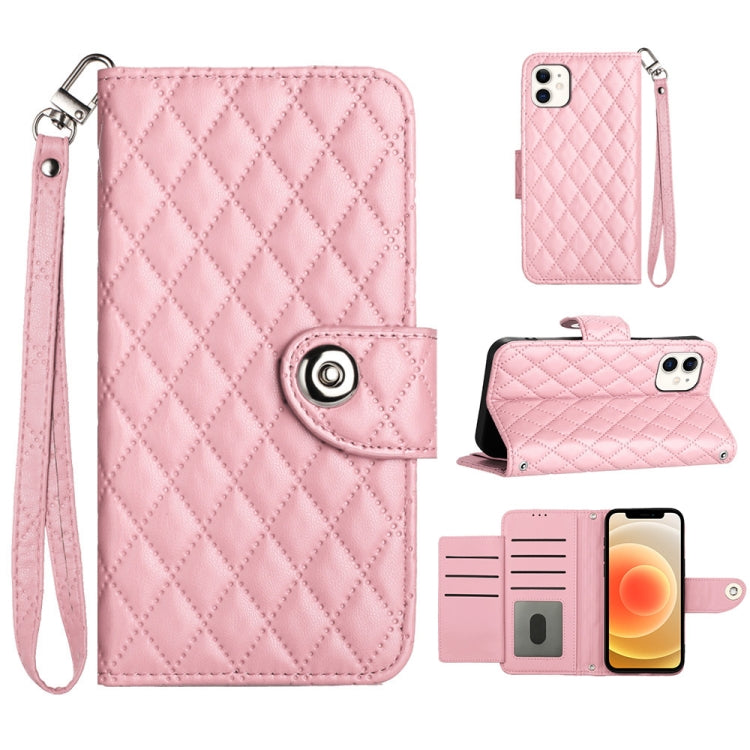 Rhombic Texture Flip Leather Phone Case with Lanyard, For iPhone 13, For iPhone 12 / 12 Pro, For iPhone 12 Pro Max, For iPhone 11 Pro Max
