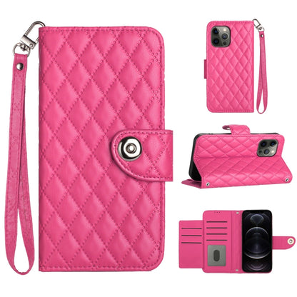 Rhombic Texture Flip Leather Phone Case with Lanyard, For iPhone 13, For iPhone 12 / 12 Pro, For iPhone 12 Pro Max, For iPhone 11 Pro Max