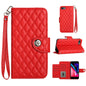 Rhombic Texture Flip Leather Phone Case with Lanyard, For iPhone 14 Pro Max, For iPhone SE 2022 / 2020 / 8 / 7, For iPhone 13 Pro Max, For iPhone 13 Pro