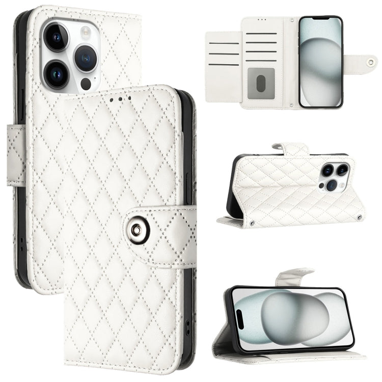 Rhombic Texture Flip Leather Phone Case with Lanyard, For iPhone SE 2024, For iPhone 16 Pro Max, For iPhone 16 Pro, For iPhone 16 Plus