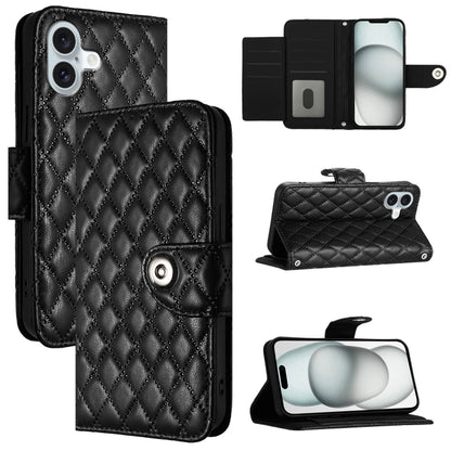 Rhombic Texture Flip Leather Phone Case with Lanyard, For iPhone SE 2024, For iPhone 16 Pro Max, For iPhone 16 Pro, For iPhone 16 Plus