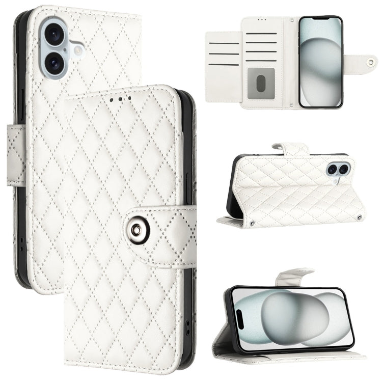 Rhombic Texture Flip Leather Phone Case with Lanyard, For iPhone SE 2024, For iPhone 16 Pro Max, For iPhone 16 Pro, For iPhone 16 Plus