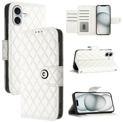 Rhombic Texture Flip Leather Phone Case with Lanyard, For iPhone SE 2024, For iPhone 16 Pro Max, For iPhone 16 Pro, For iPhone 16 Plus