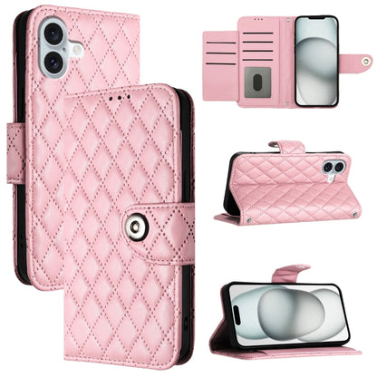 Rhombic Texture Flip Leather Phone Case with Lanyard, For iPhone SE 2024, For iPhone 16 Pro Max, For iPhone 16 Pro, For iPhone 16 Plus
