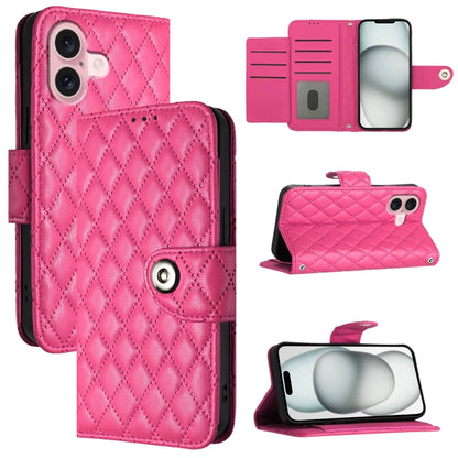 Rhombic Texture Flip Leather Phone Case with Lanyard, For iPhone 16, For iPhone 15 Pro Max, For iPhone 15 Pro, For iPhone 15 Plus