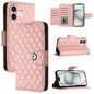 Rhombic Texture Flip Leather Phone Case with Lanyard, For iPhone 16, For iPhone 15 Pro Max, For iPhone 15 Pro, For iPhone 15 Plus