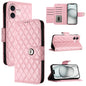 Rhombic Texture Flip Leather Phone Case with Lanyard, For iPhone 16, For iPhone 15 Pro Max, For iPhone 15 Pro, For iPhone 15 Plus