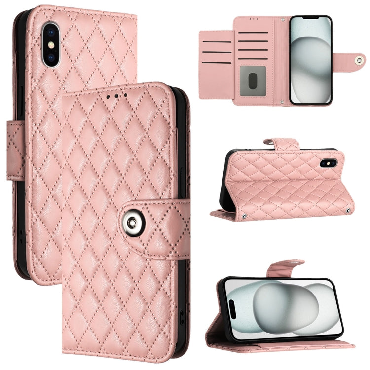 Rhombic Texture Flip Leather Phone Case with Lanyard, For iPhone 11, For iPhone 11 Pro, For iPhone XS / X, For iPhone XR