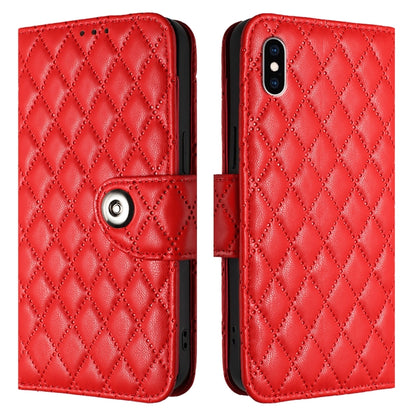 Rhombic Texture Flip Leather Phone Case with Lanyard, For iPhone XS Max, For iPhone 8 Plus / 7 Plus / 6s Plus