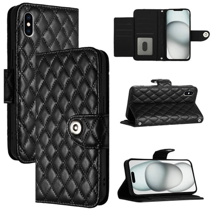 Rhombic Texture Flip Leather Phone Case with Lanyard, For iPhone XS Max, For iPhone 8 Plus / 7 Plus / 6s Plus