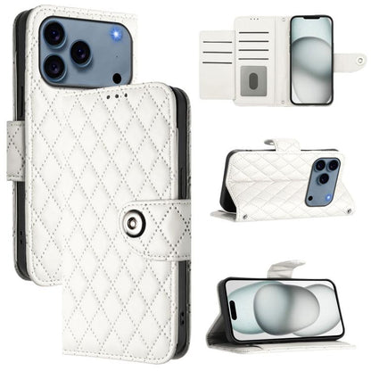 Rhombic Texture Flip Leather Phone Case with Lanyard, For iPhone 17 Pro Max, For iPhone 17 Pro, For iPhone 17, For iPhone Air
