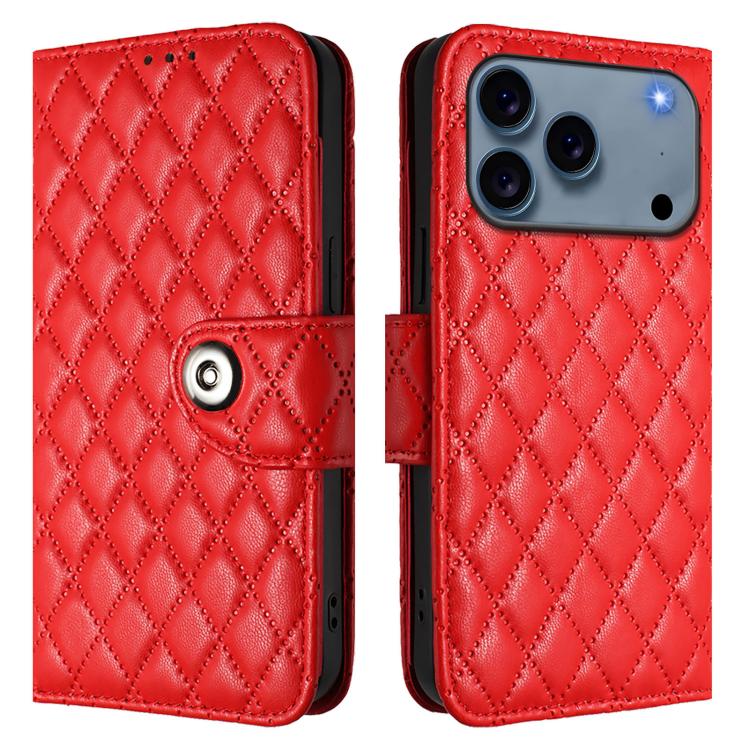 Rhombic Texture Flip Leather Phone Case with Lanyard, For iPhone 18 Pro / 17 Pro, For iPhone 18 Pro Max / 17 Pro Max, For iPhone 17, For iPhone Air