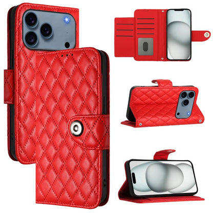 Rhombic Texture Flip Leather Phone Case with Lanyard, For iPhone 18 Pro / 17 Pro, For iPhone 18 Pro Max / 17 Pro Max, For iPhone 17, For iPhone Air