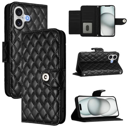 Rhombic Texture Flip Leather Phone Case with Lanyard, For iPhone 17 Pro Max, For iPhone 17 Pro, For iPhone 17, For iPhone Air