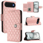 Rhombic Texture Flip Leather Phone Case with Lanyard, For iPhone 17 Pro Max, For iPhone 17 Pro, For iPhone 17, For iPhone Air