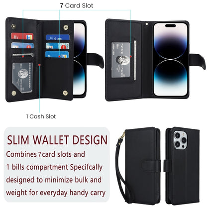 Multi-Card Wallet RFID Leather Phone Case, For iPhone 14 Pro, For iPhone 14 Pro Max, For iPhone 13 Pro Max