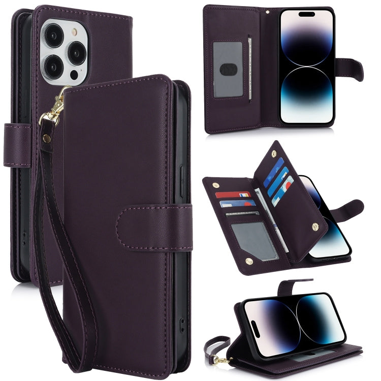 Multi-Card Wallet RFID Leather Phone Case, For iPhone 14 Pro, For iPhone 14 Pro Max, For iPhone 13 Pro Max