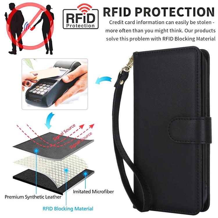 Multi-Card Wallet RFID Leather Phone Case, For iPhone 17e / 16e, For iPhone 17 Pro Max, For iPhone 17 Pro