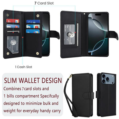 Multi-Card Wallet RFID Leather Phone Case, For iPhone 18 Pro / 17 Pro, For iPhone 18 Pro Max / 17 Pro Max, For iPhone 17e / 16e