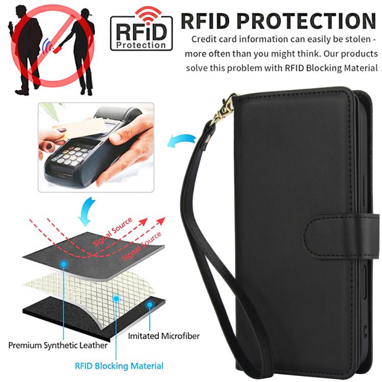 Multi-Card Wallet RFID Leather Phone Case, For iPhone 18 Pro / 17 Pro, For iPhone 18 Pro Max / 17 Pro Max, For iPhone 17e / 16e