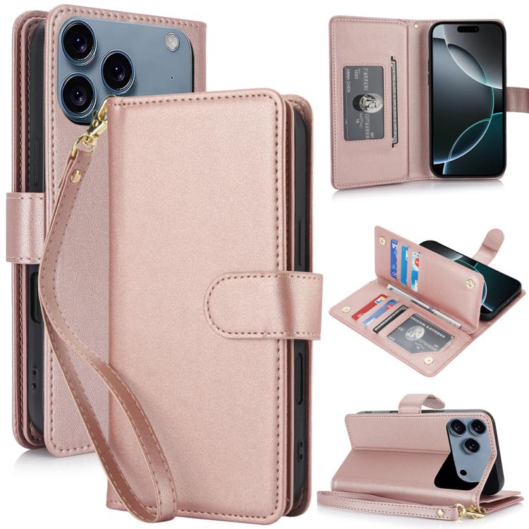 Multi-Card Wallet RFID Leather Phone Case, For iPhone 17e / 16e, For iPhone 17 Pro Max, For iPhone 17 Pro