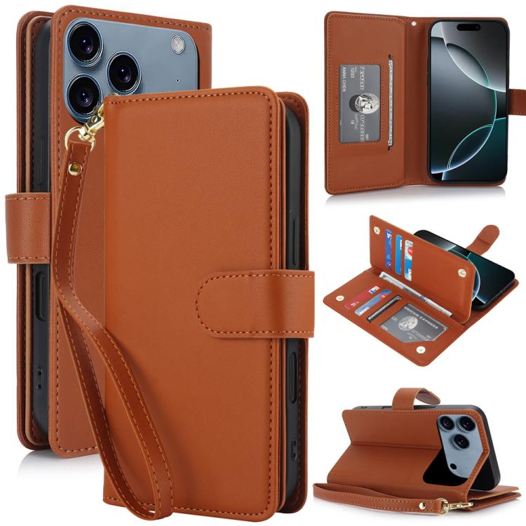 Multi-Card Wallet RFID Leather Phone Case, For iPhone 18 Pro / 17 Pro, For iPhone 18 Pro Max / 17 Pro Max, For iPhone 17e / 16e
