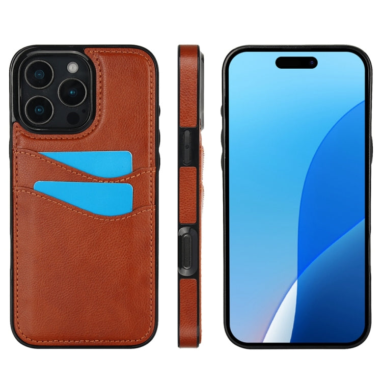 Litchi Leather Skin Card Slots Phone Case, For iPhone 16e, For iPhone 16 Pro Max, For iPhone 16 Pro, For iPhone 16 Plus