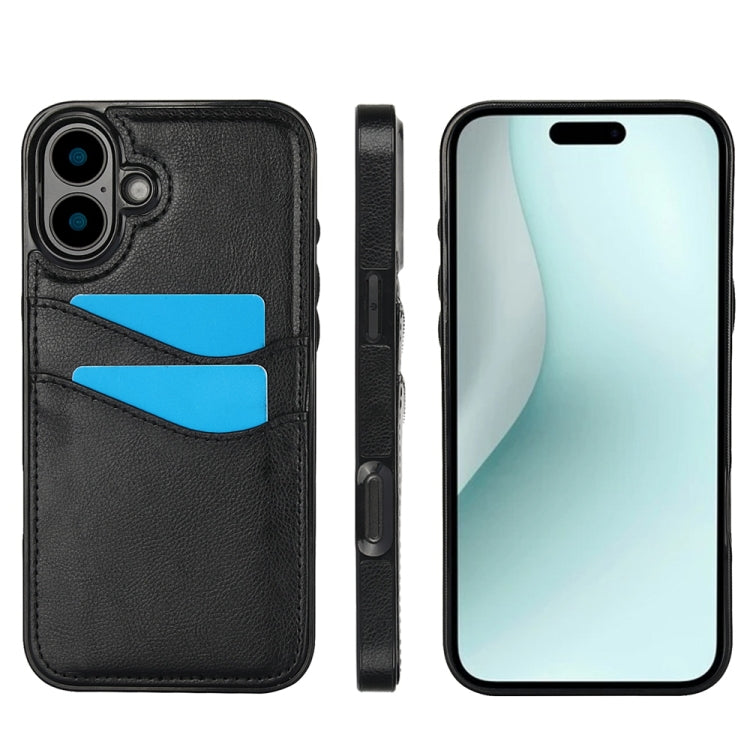 Litchi Leather Skin Card Slots Phone Case, For iPhone 16e, For iPhone 16 Pro Max, For iPhone 16 Pro, For iPhone 16 Plus
