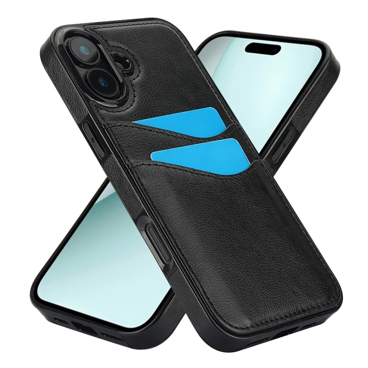 Litchi Leather Skin Card Slots Phone Case, For iPhone 16, For iPhone 15 Pro Max, For iPhone 15 Pro, For iPhone 15 Plus