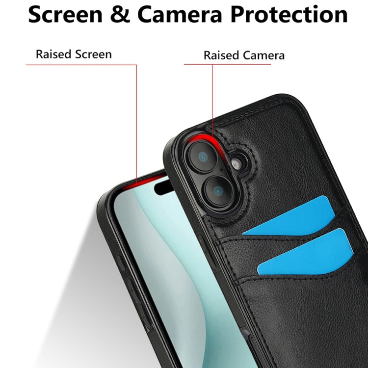 Litchi Leather Skin Card Slots Phone Case, For iPhone 16, For iPhone 15 Pro Max, For iPhone 15 Pro, For iPhone 15 Plus