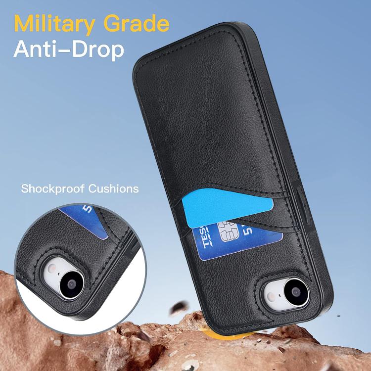 Litchi Leather Skin Card Slots Phone Case, For iPhone 16e, For iPhone 16 Pro Max, For iPhone 16 Pro, For iPhone 16 Plus