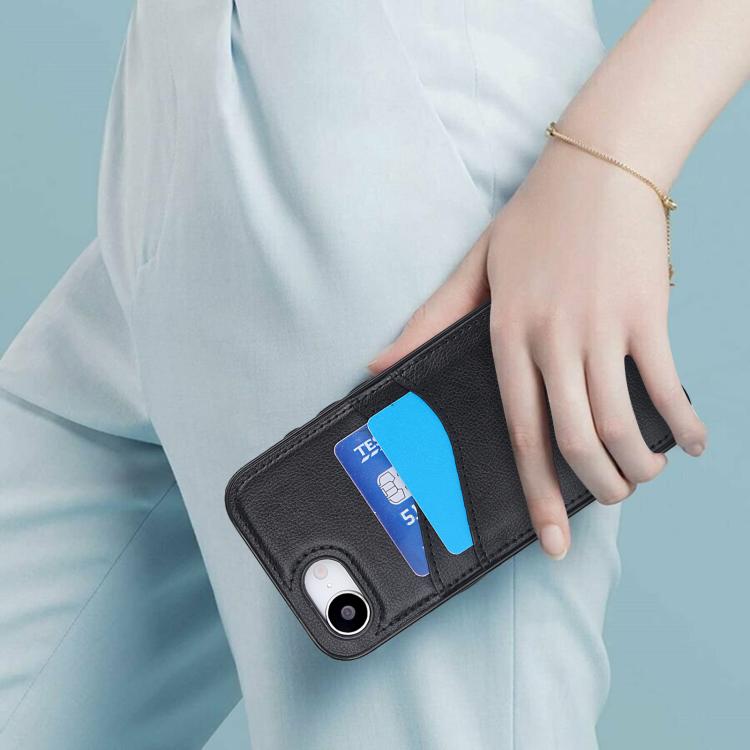 Litchi Leather Skin Card Slots Phone Case, For iPhone 16e, For iPhone 16 Pro Max, For iPhone 16 Pro, For iPhone 16 Plus