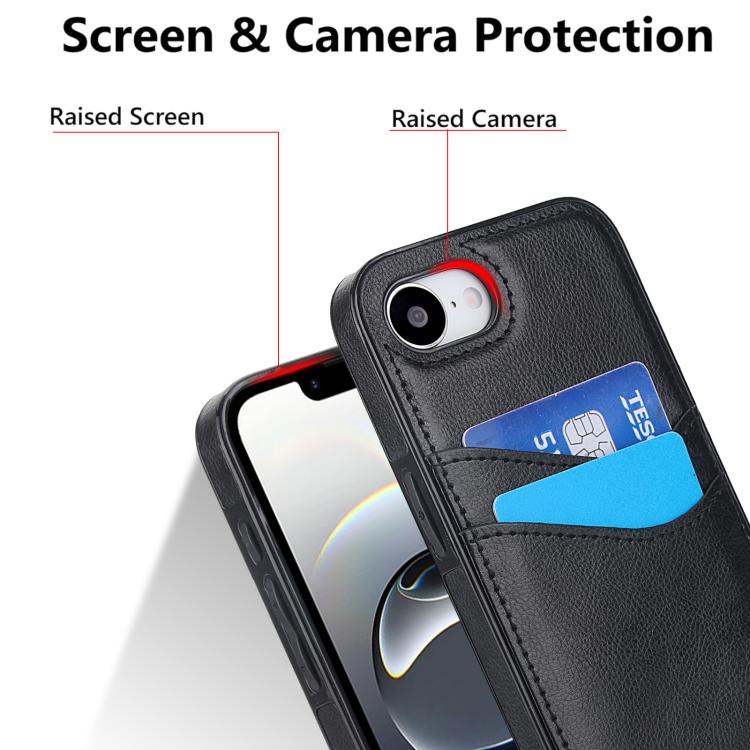 Litchi Leather Skin Card Slots Phone Case, For iPhone 16e, For iPhone 16 Pro Max, For iPhone 16 Pro, For iPhone 16 Plus