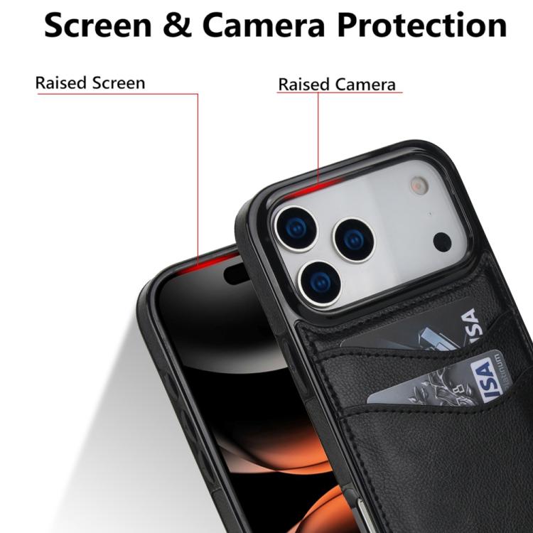 Litchi Leather Skin Card Slots Phone Case, For iPhone 17 Pro Max, For iPhone 17 Pro, For iPhone 17, For iPhone Air