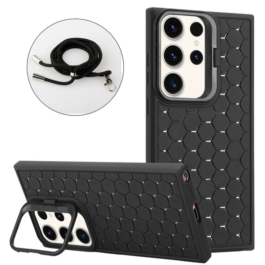 Honeycomb Radiating Lens Holder Magsafe Phone Case with Lanyard