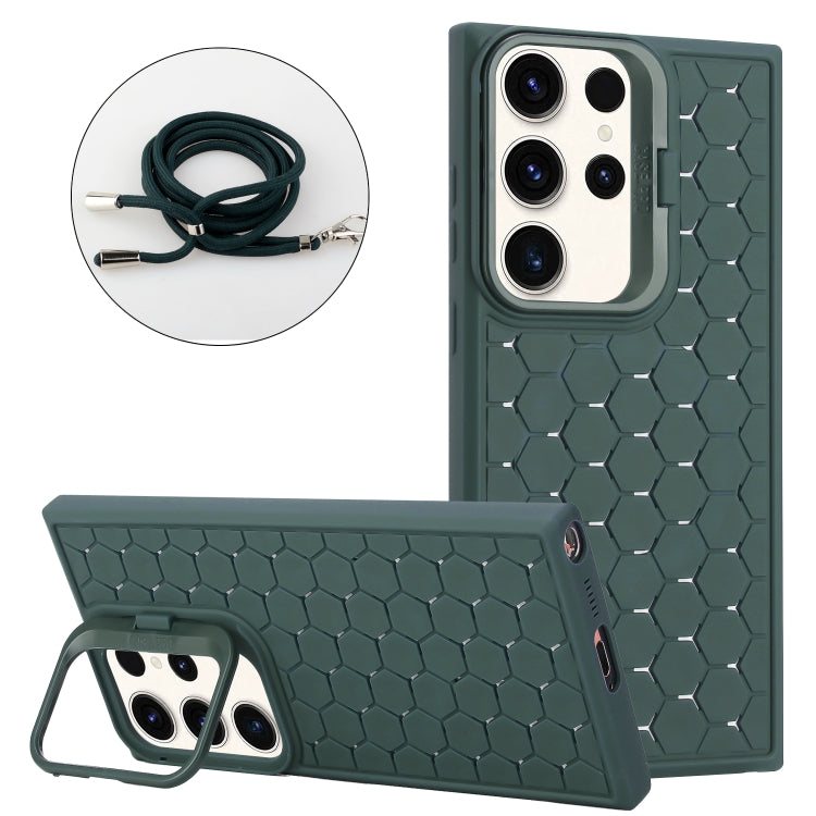 Honeycomb Radiating Lens Holder Magsafe Phone Case with Lanyard