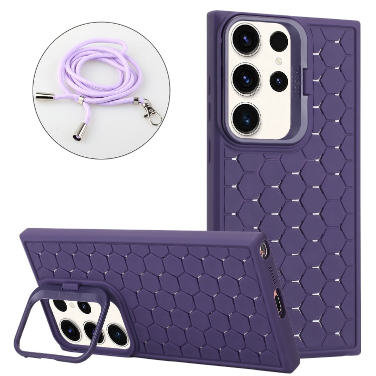 Honeycomb Radiating Lens Holder Magsafe Phone Case with Lanyard