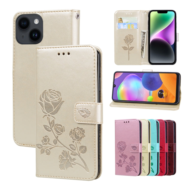 Rose Embossed Flip PU Leather Phone Case, For iPhone 15 Pro Max, For iPhone 15 Pro, For iPhone 15 Plus, For iPhone 15