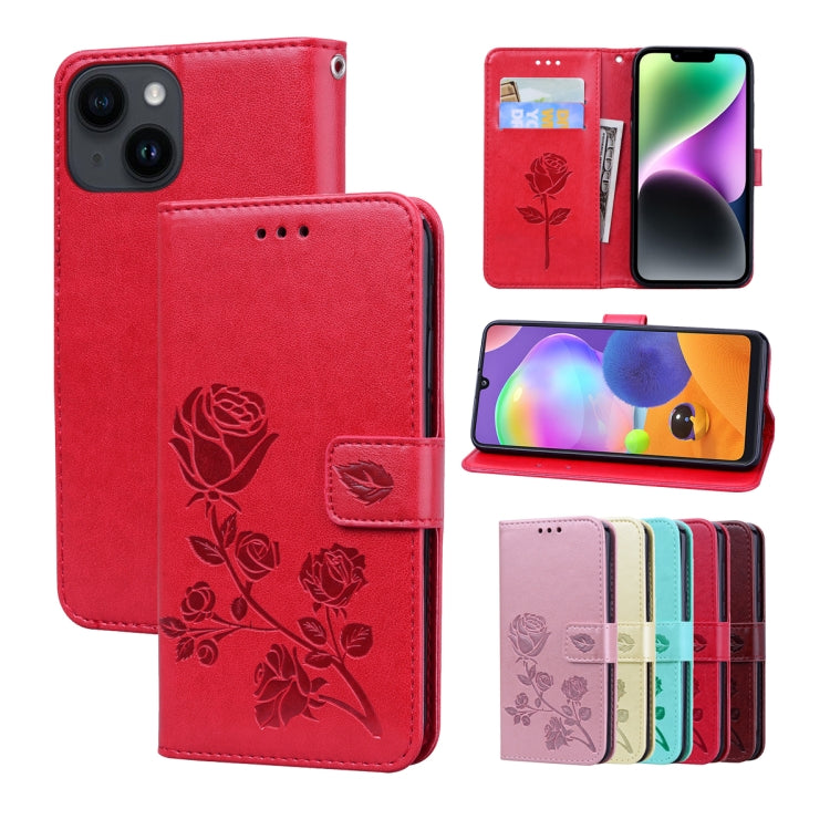 Rose Embossed Flip PU Leather Phone Case, For iPhone 15 Pro Max, For iPhone 15 Pro, For iPhone 15 Plus, For iPhone 15