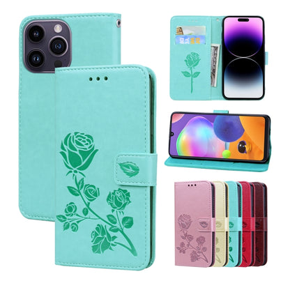 Rose Embossed Flip PU Leather Phone Case, For iPhone 15 Pro Max, For iPhone 15 Pro, For iPhone 15 Plus, For iPhone 15