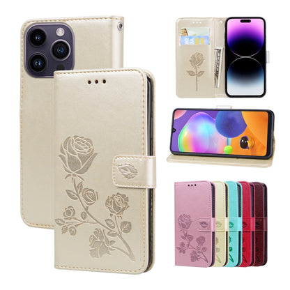 Rose Embossed Flip PU Leather Phone Case, For iPhone 15 Pro Max, For iPhone 15 Pro, For iPhone 15 Plus, For iPhone 15