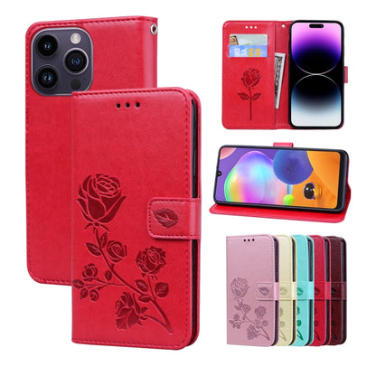 Rose Embossed Flip PU Leather Phone Case, For iPhone 15 Pro Max, For iPhone 15 Pro, For iPhone 15 Plus, For iPhone 15
